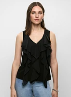 Sleeveless Cascading Ruffle Top