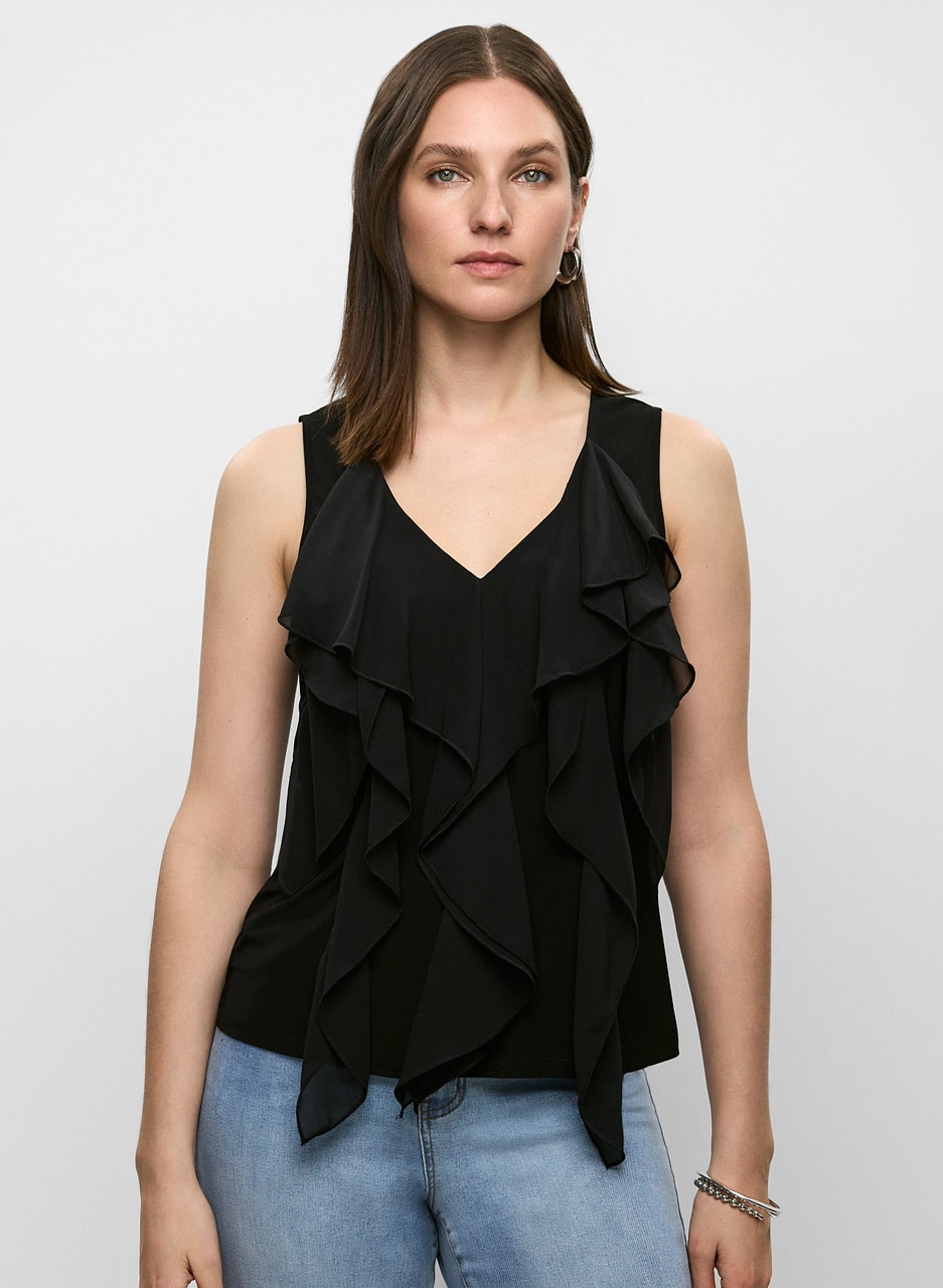 Sleeveless Cascading Ruffle Top