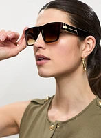 Geometric Motif Plastic Sunglasses