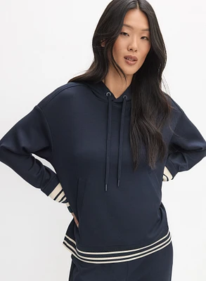 Striped Trim Hooded Sweatshirt