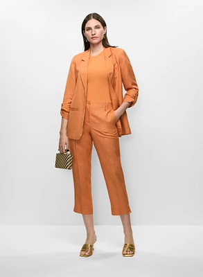 Linen Roll-Up Sleeve Blazer & Capri Pants