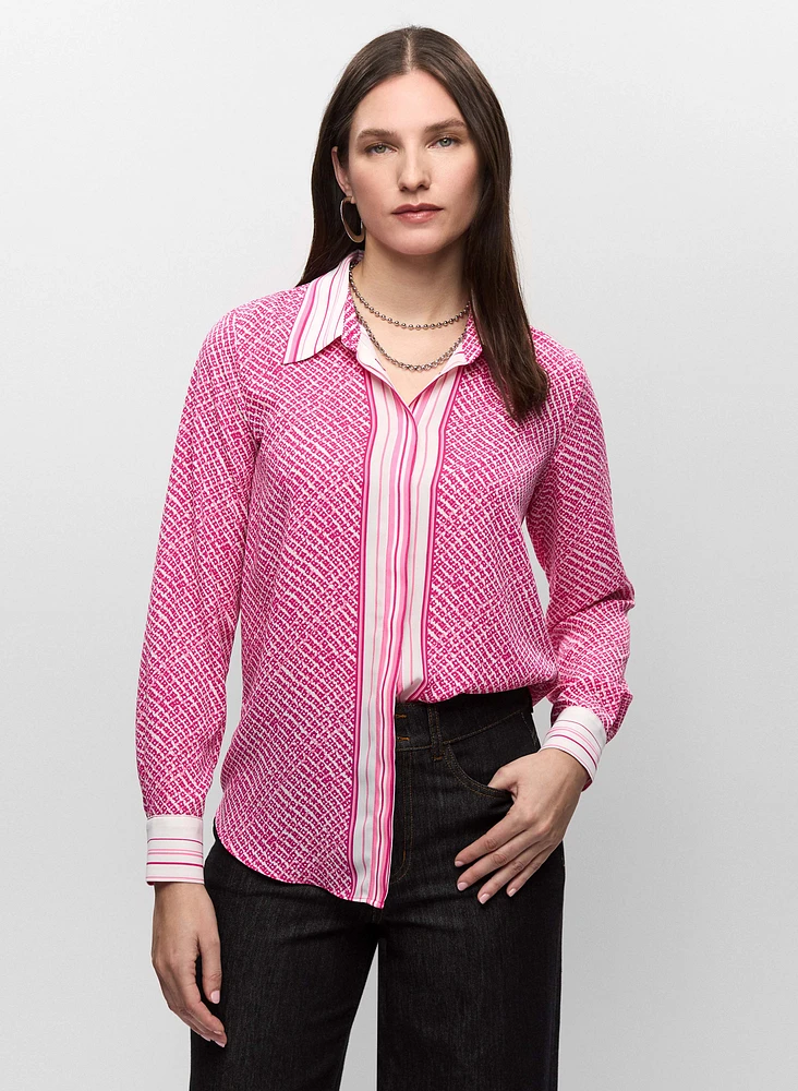 Printed Button-Down Blouse