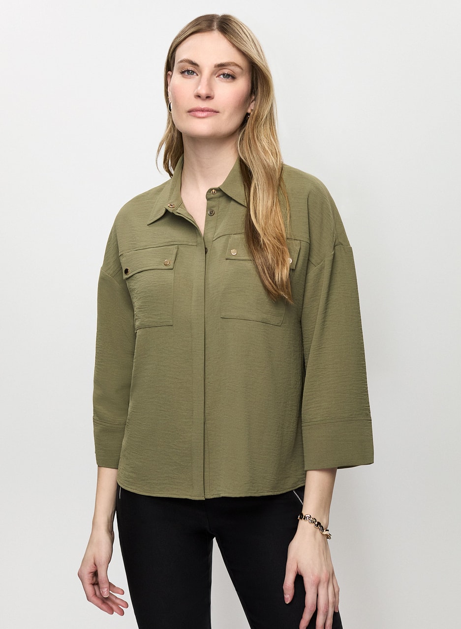 3/4 Sleeves Crinkle Shirt