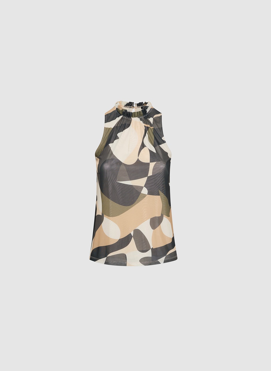 Abstract Print Sleeveless Top