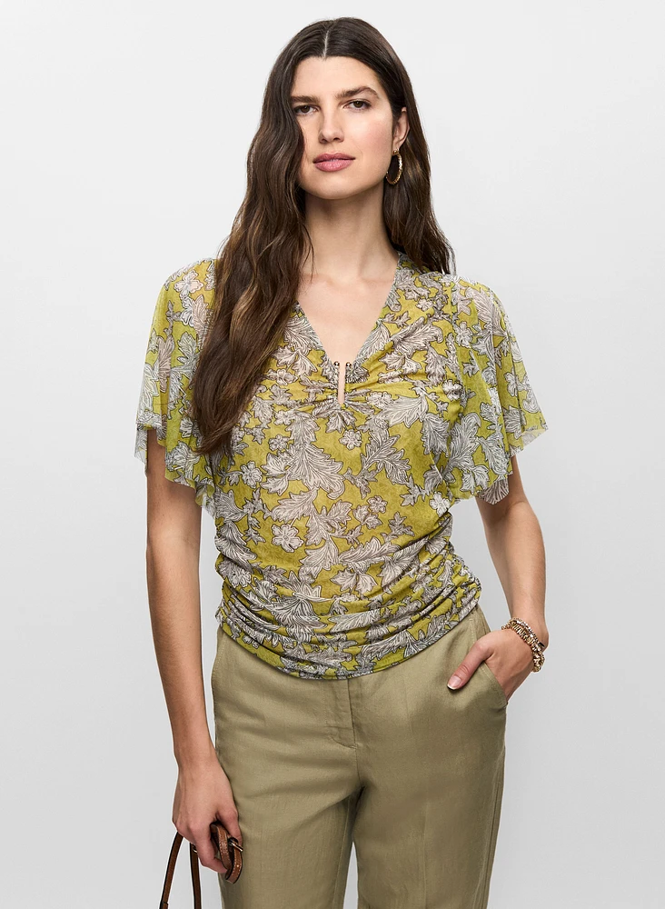 Flutter Sleeve Floral Top