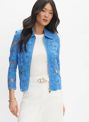 Veste en dentelle à fermeture éclair