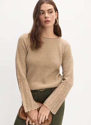 Pointelle & Rib Knit Sweater