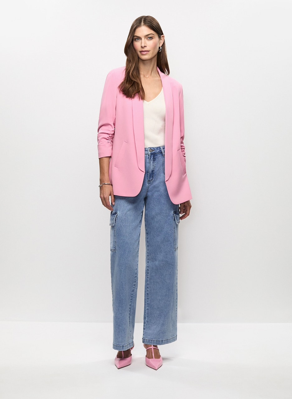 Ruched Sleeve Blazer