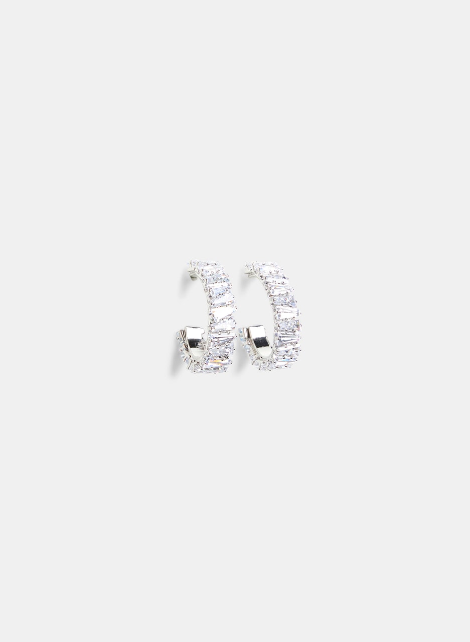 Cubic Zirconia Open-Hoop Earrings