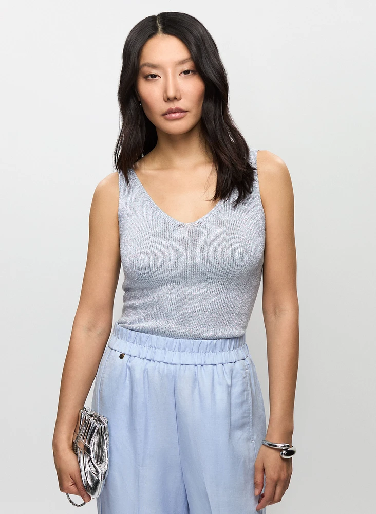 Lightweight Metallic Knit Tank Top