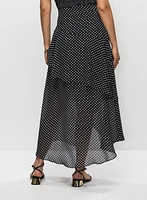 Asymmetric Polka Dot Maxi Skirt