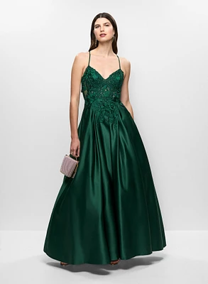 Corset-Style Satin Gown
