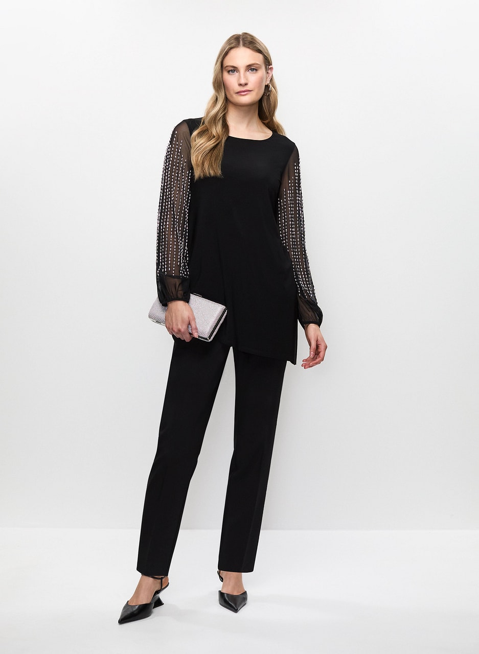 Joseph Ribkoff - Embellished Sheer Sleeve Top