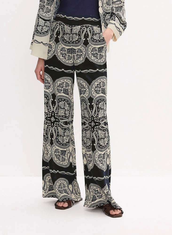 Paisley Wide-Leg Pants