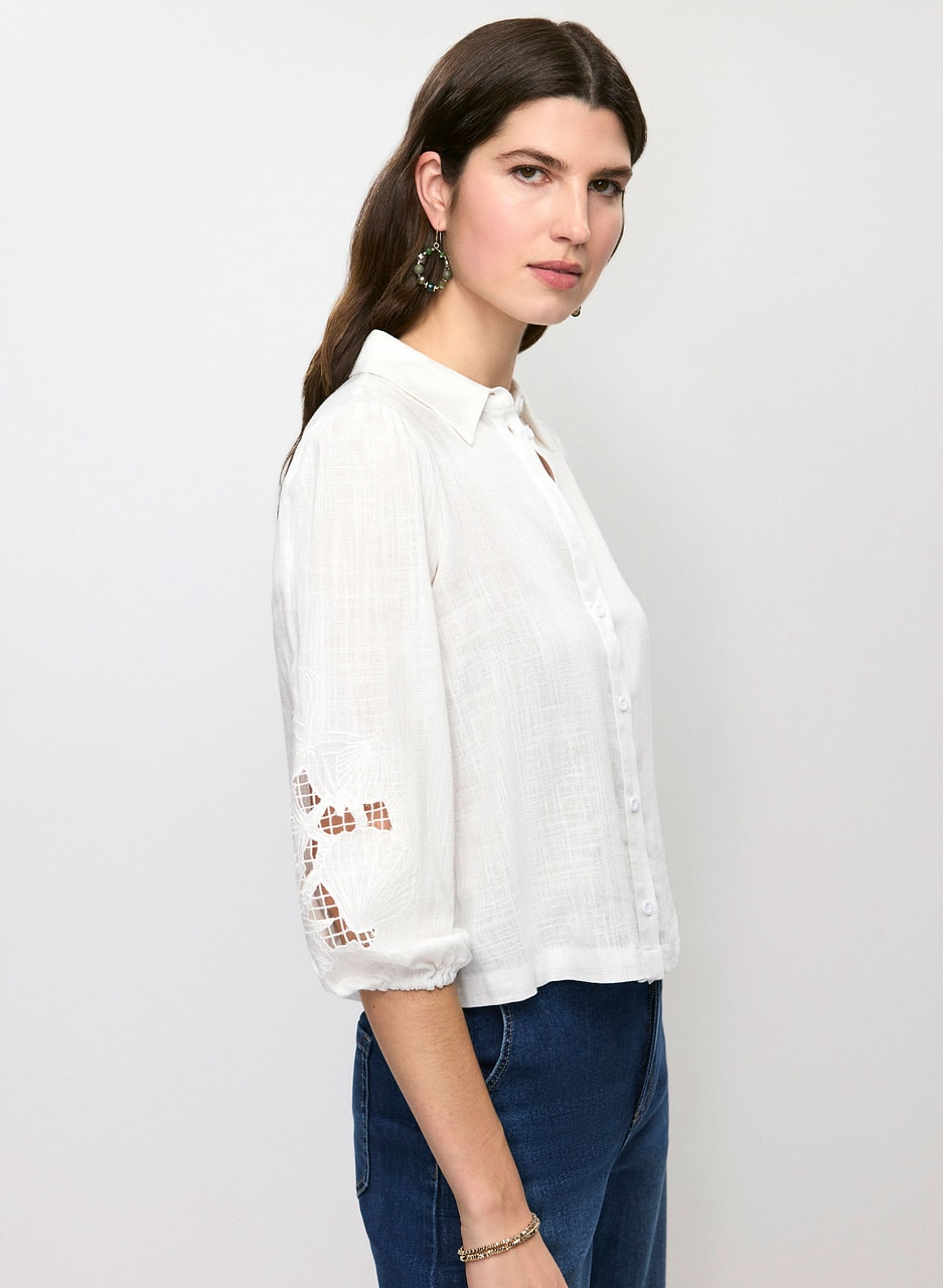 Embroidered Button Down Blouse