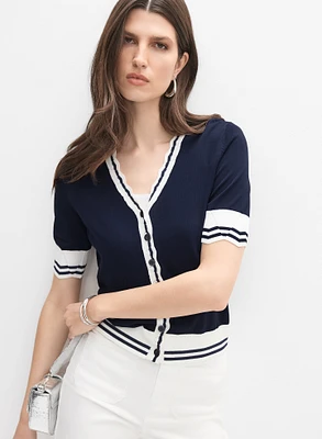 Cardigan à bordure rayée