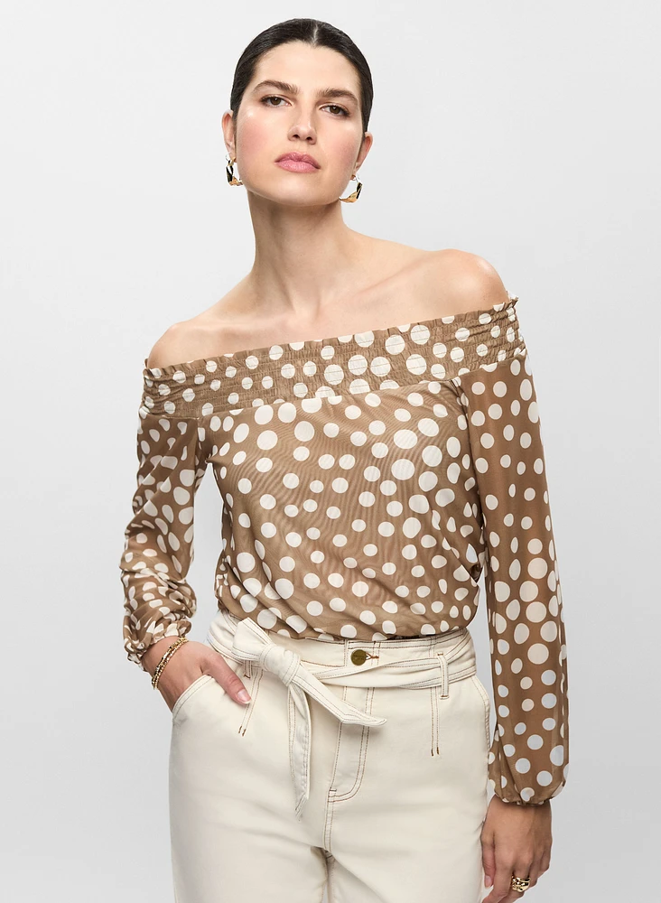 Off-the-Shoulder Polka Dot Top