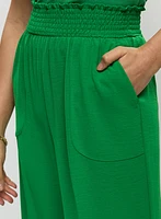 Shirred Waist Wide-Leg Pants