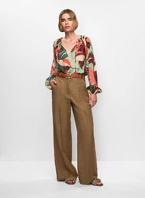 Geometric Print Blouse & Wide Leg Pants