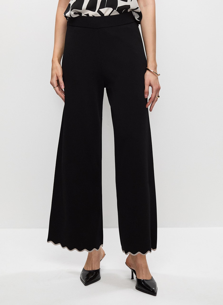 Knit Scallop Hem Culotte Pants