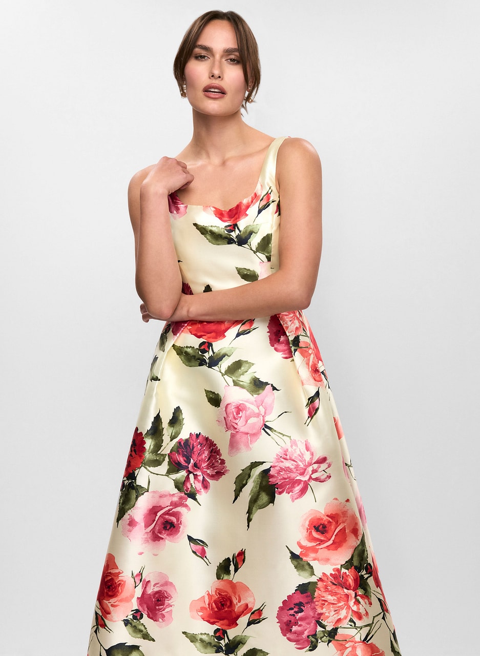 Square Neck Floral Dress