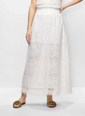 Tiered Eyelet Maxi Skirt