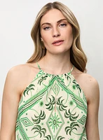 Halter Neck Palm Print Dress