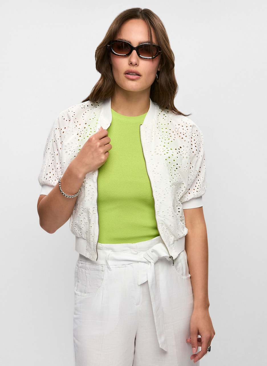 Eyelet Bomber Jacket