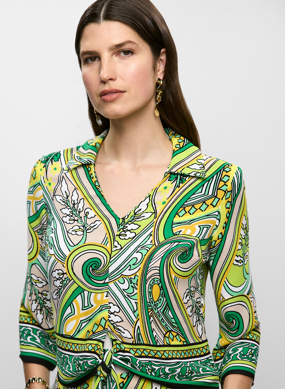 Joseph Ribkoff - Tied Hem Paisley Blouse