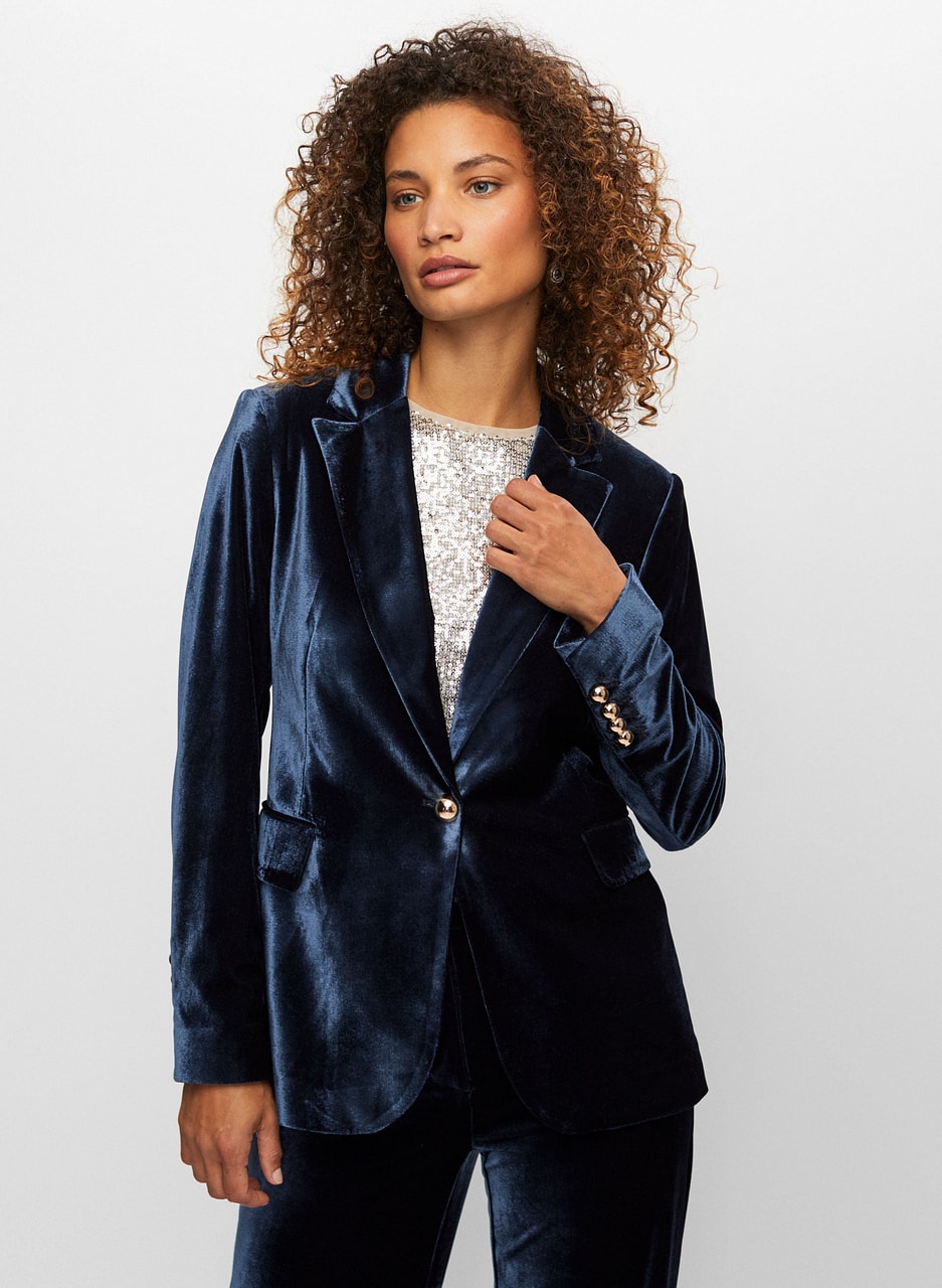 Velvet Single-Button Jacket