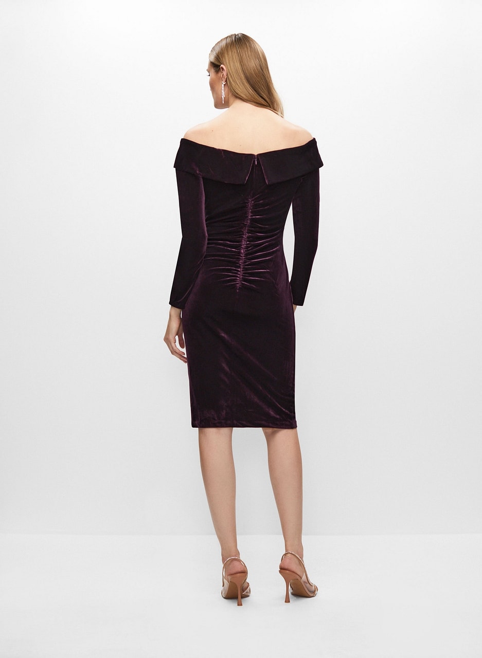 Stretch Velvet Off-the-Shoulder Dress