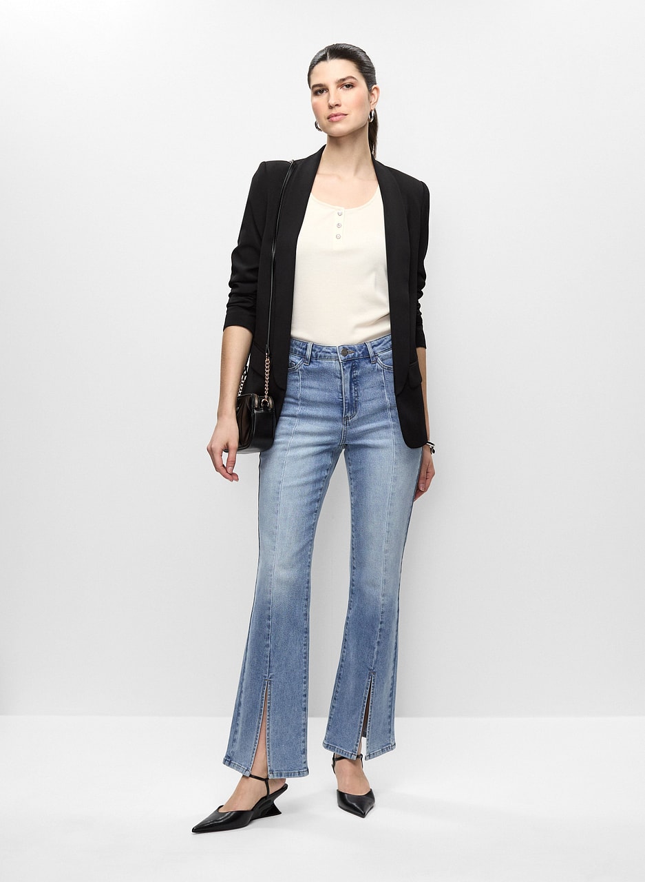 Roll-Up Sleeve Jacket & Flare Leg Jeans