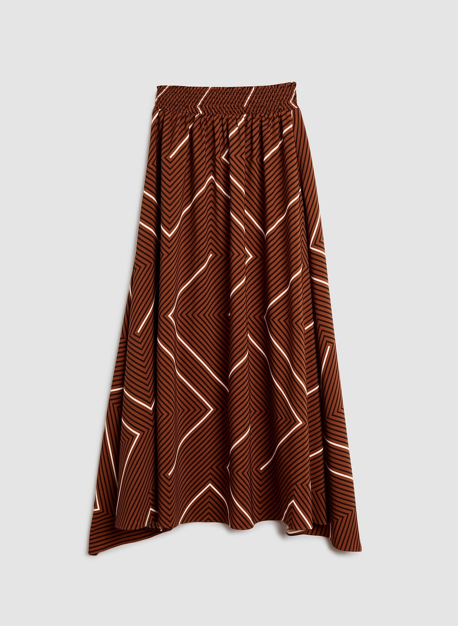 Geometric Print Asymmetric Pull-On Skirt