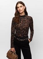 Leopard Print Turtle Neck Top