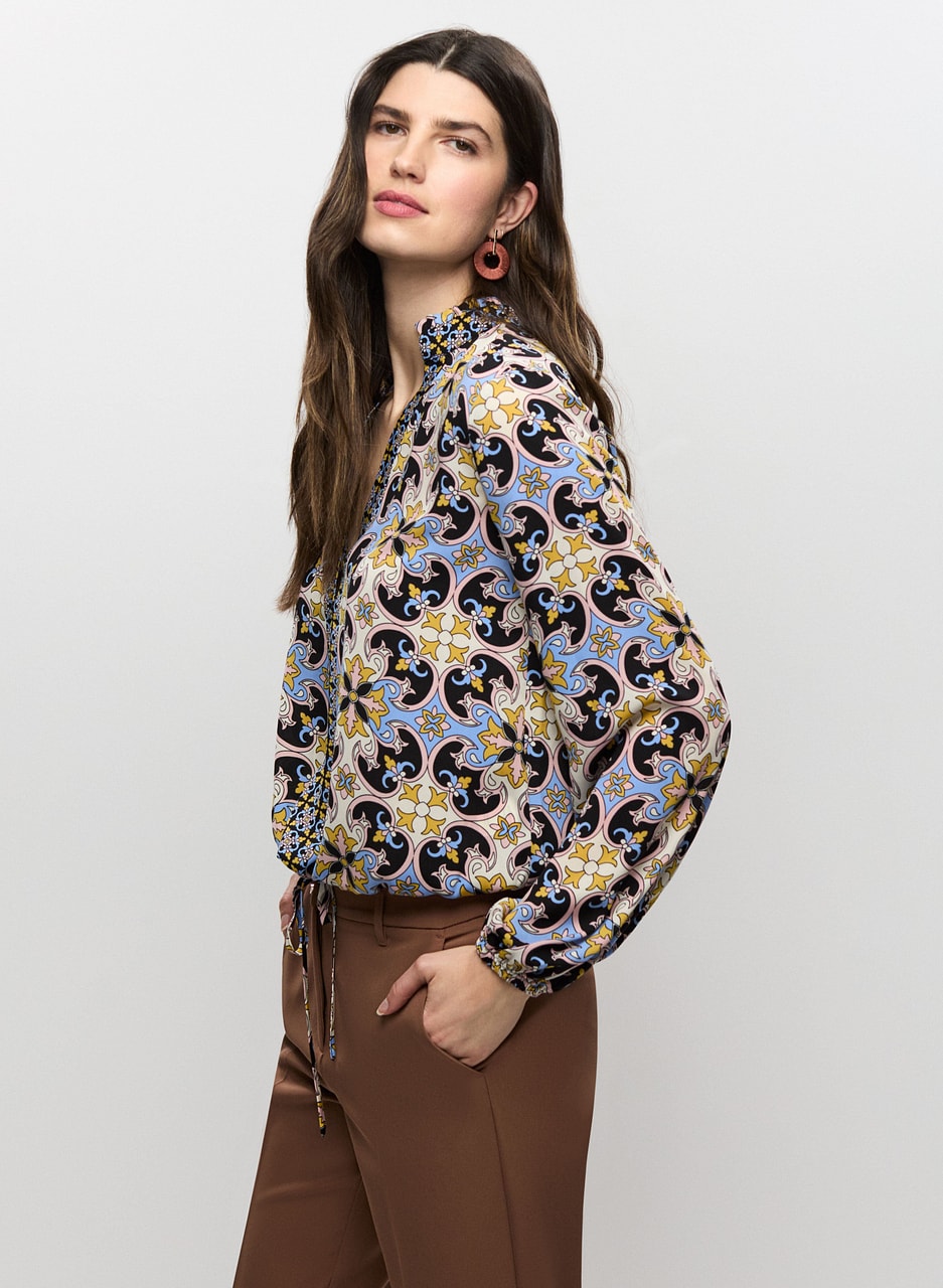 Split Neck Paisley Blouse