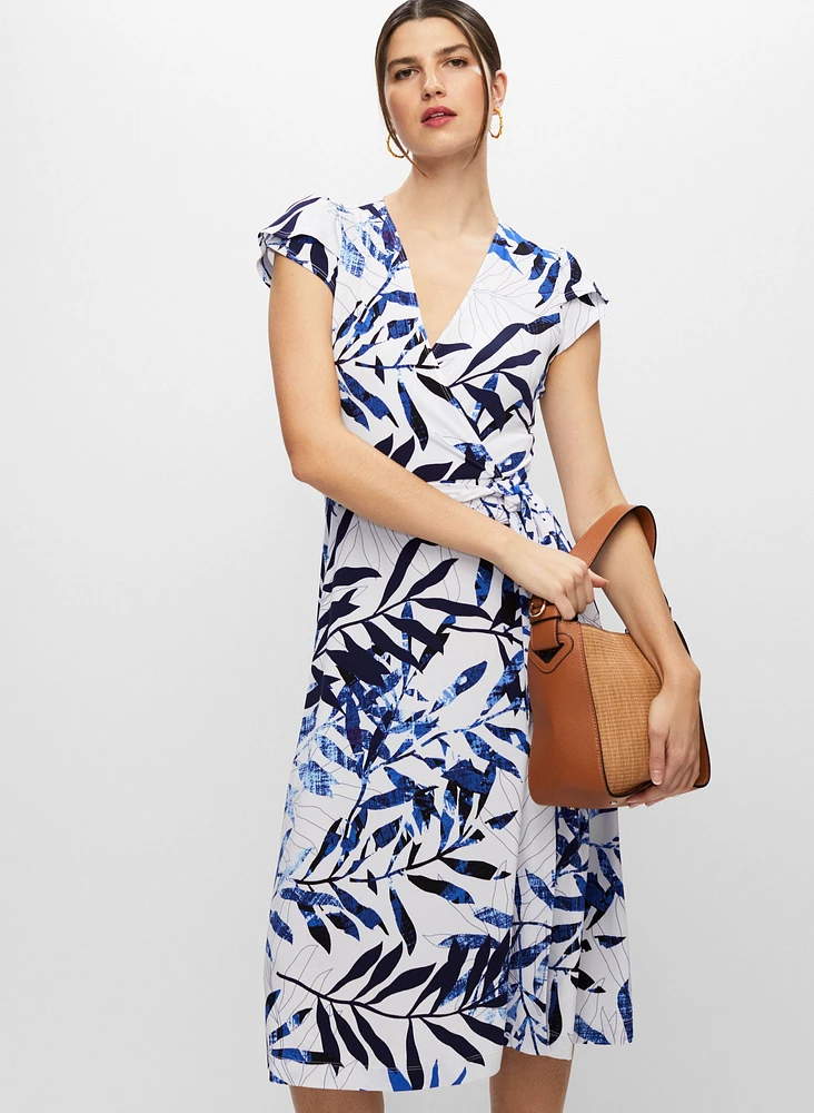 Geometric Print Wrap Dress