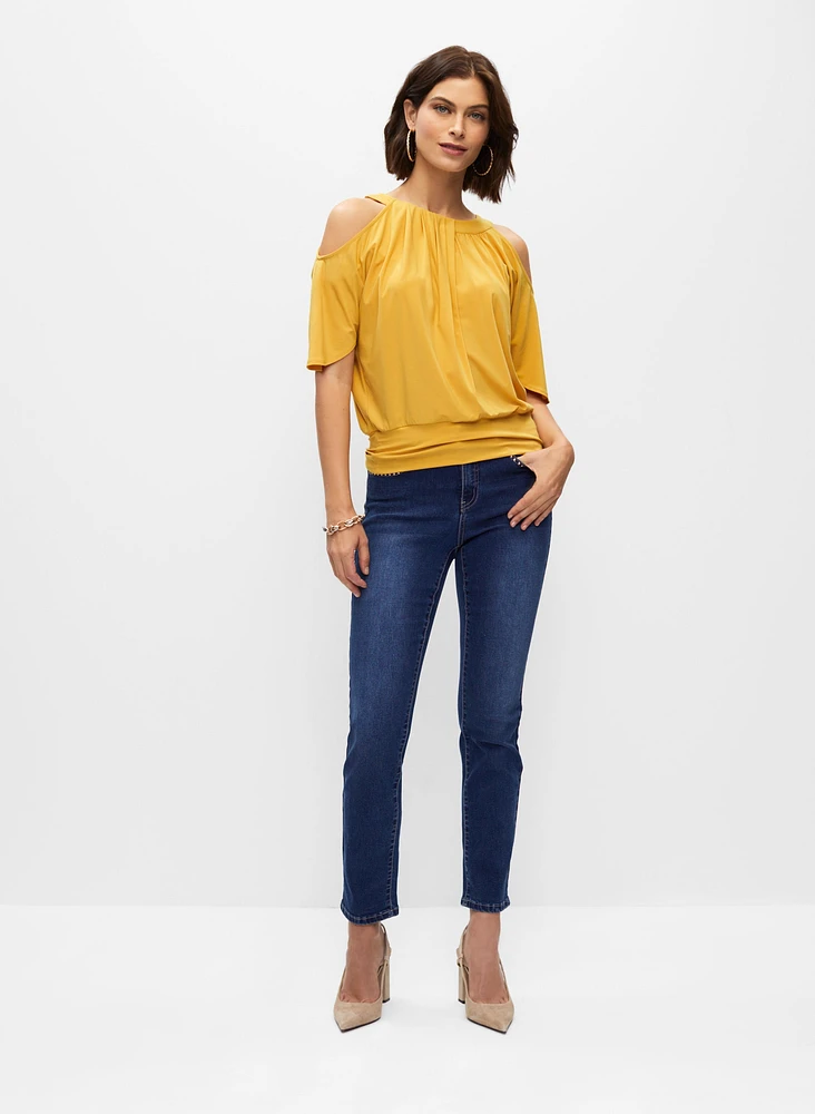 Cold Shoulder Crew Neck Top