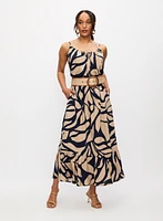 Tonal Leaf Print Maxi Dress