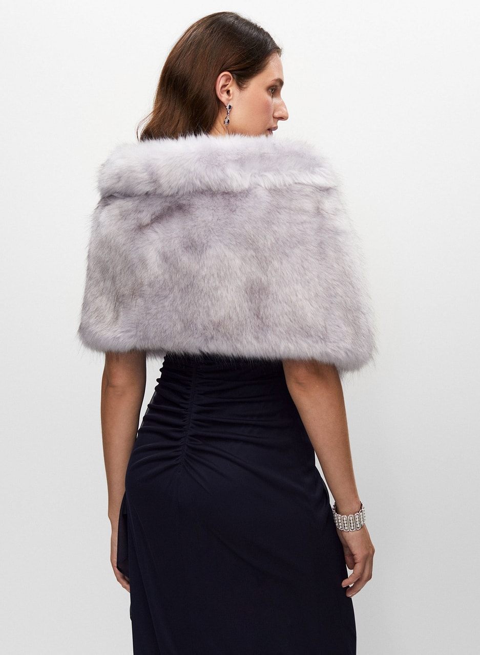 Rhinestone Clip Faux Fur Stole