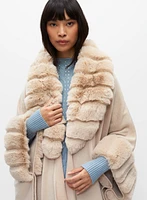 Faux Fur Trim Poncho