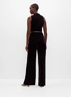 Velvet Belt Detail Jumpsuit