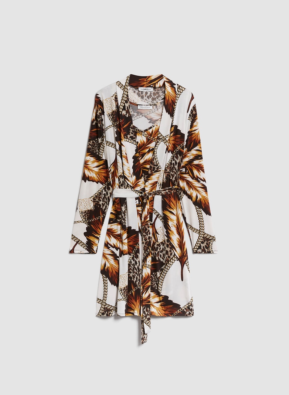 Animal Chain Print Robe & Sleepshirt Set