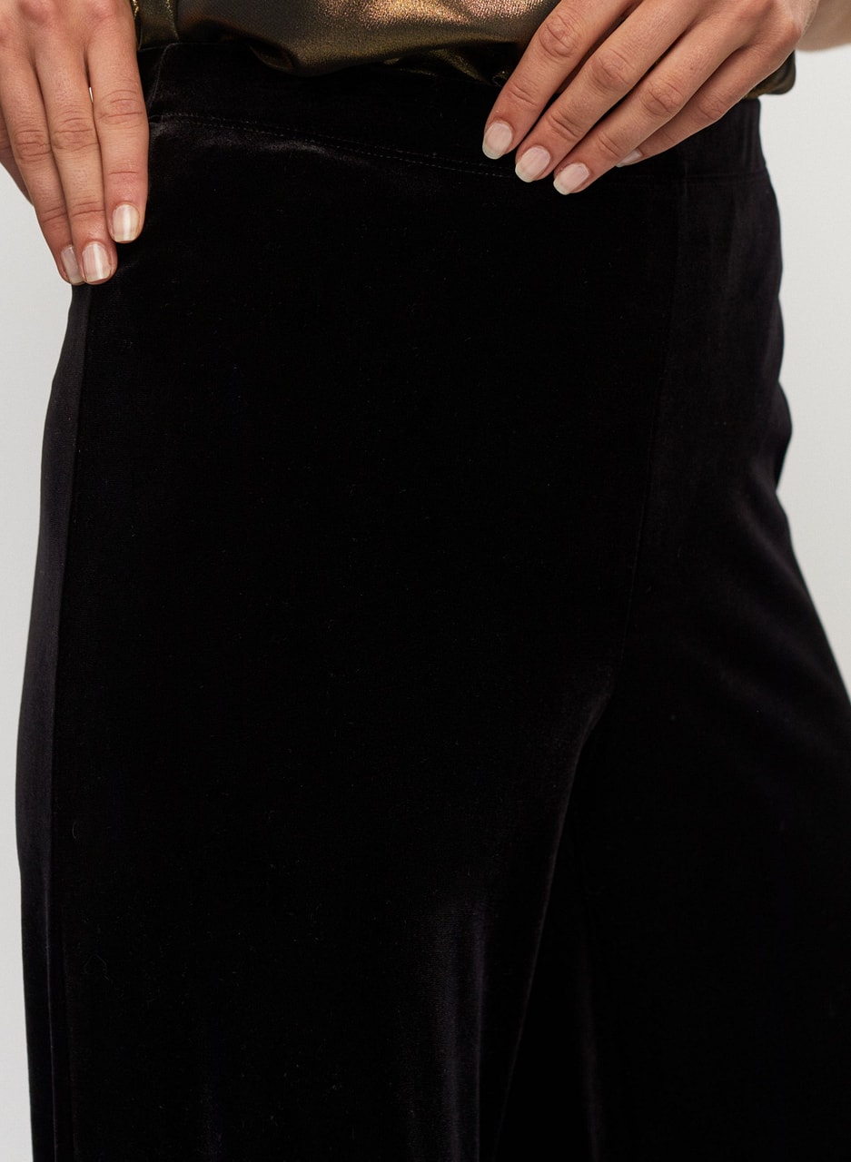 Velour Wide Leg Pull-On Pants