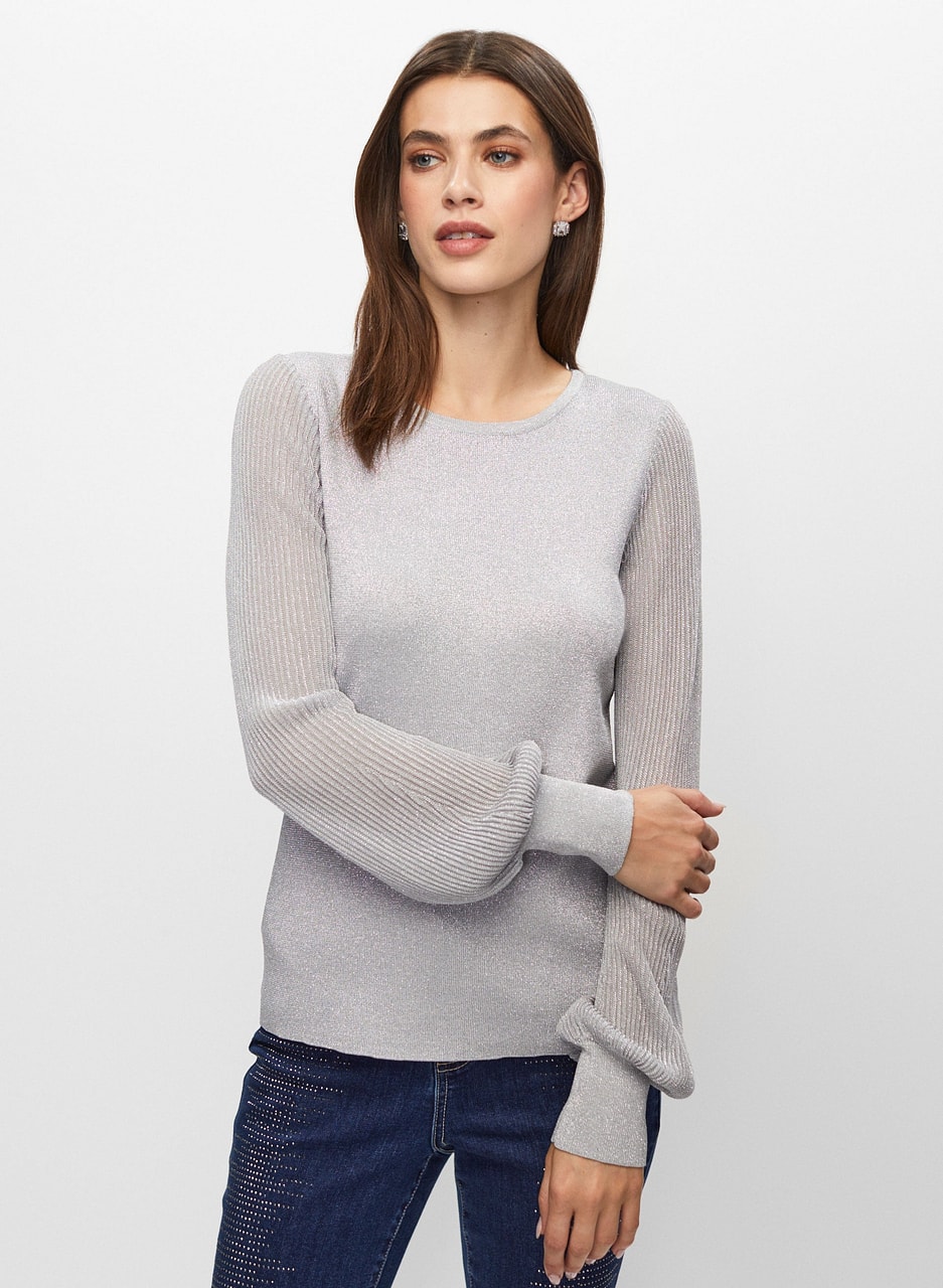 Metallic Crew Neck Sweater