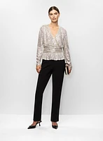 Sequin Peplum Top & Tuxedo Pants