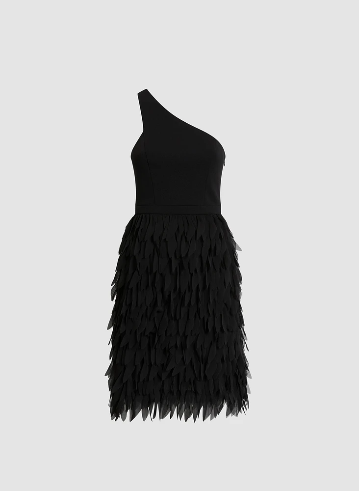 Asymmetric Feather Skirt Dress