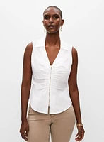 Sleeveless Shirt Collar Top