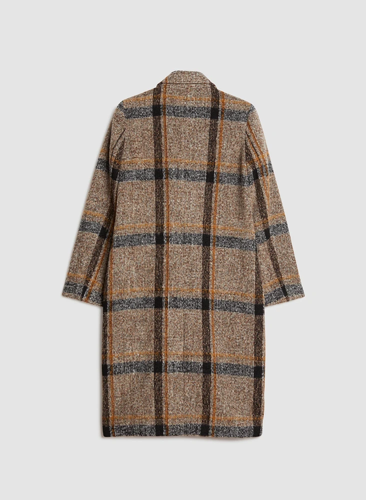 Plaid Wool Blend Coat