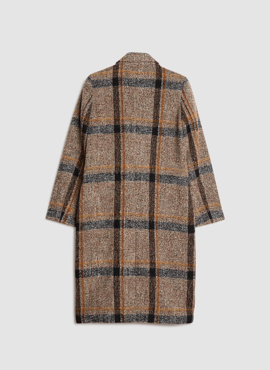 Plaid Wool Blend Coat