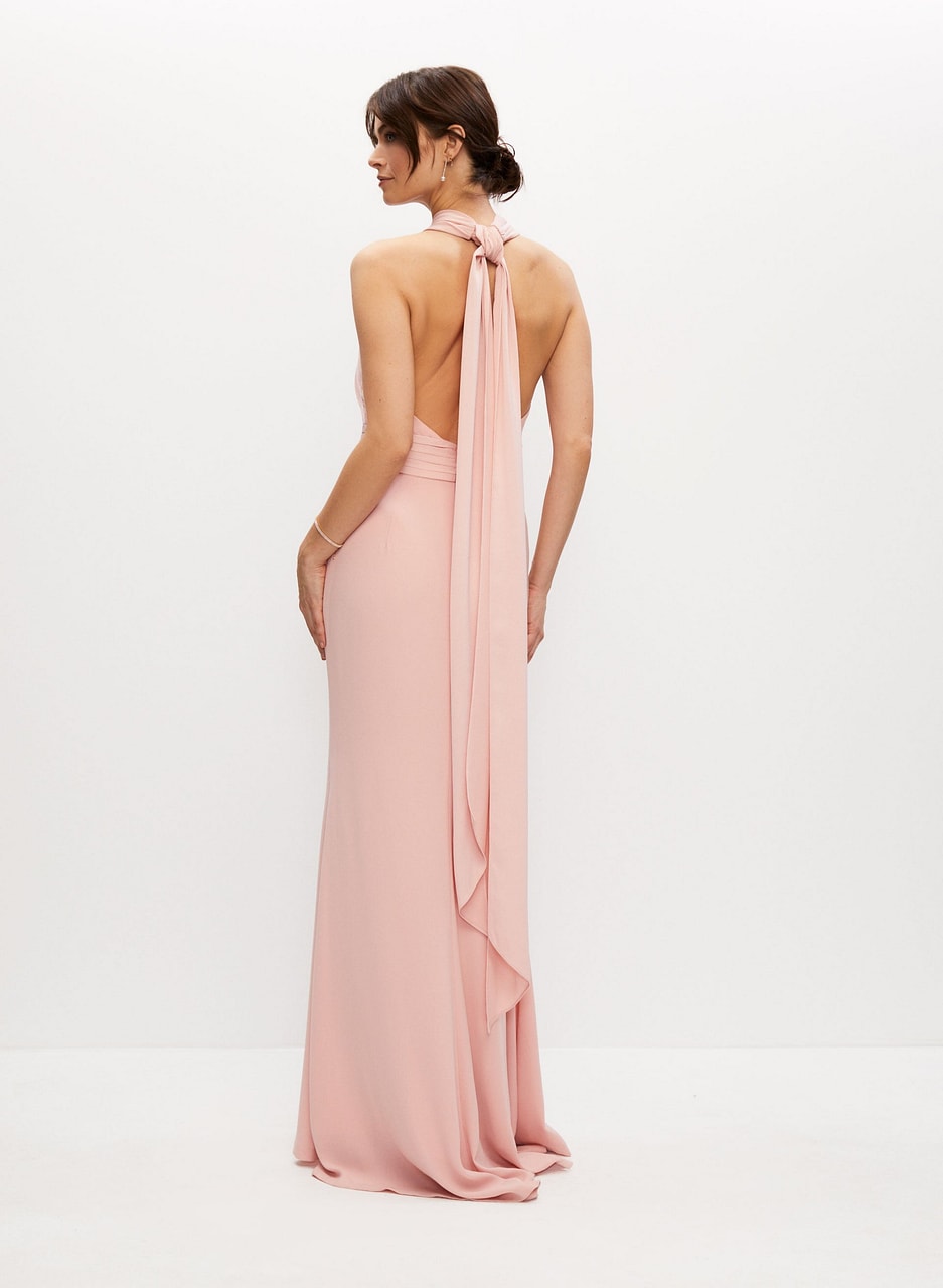 Eliza J - Draped Tie-Back Halter Dress